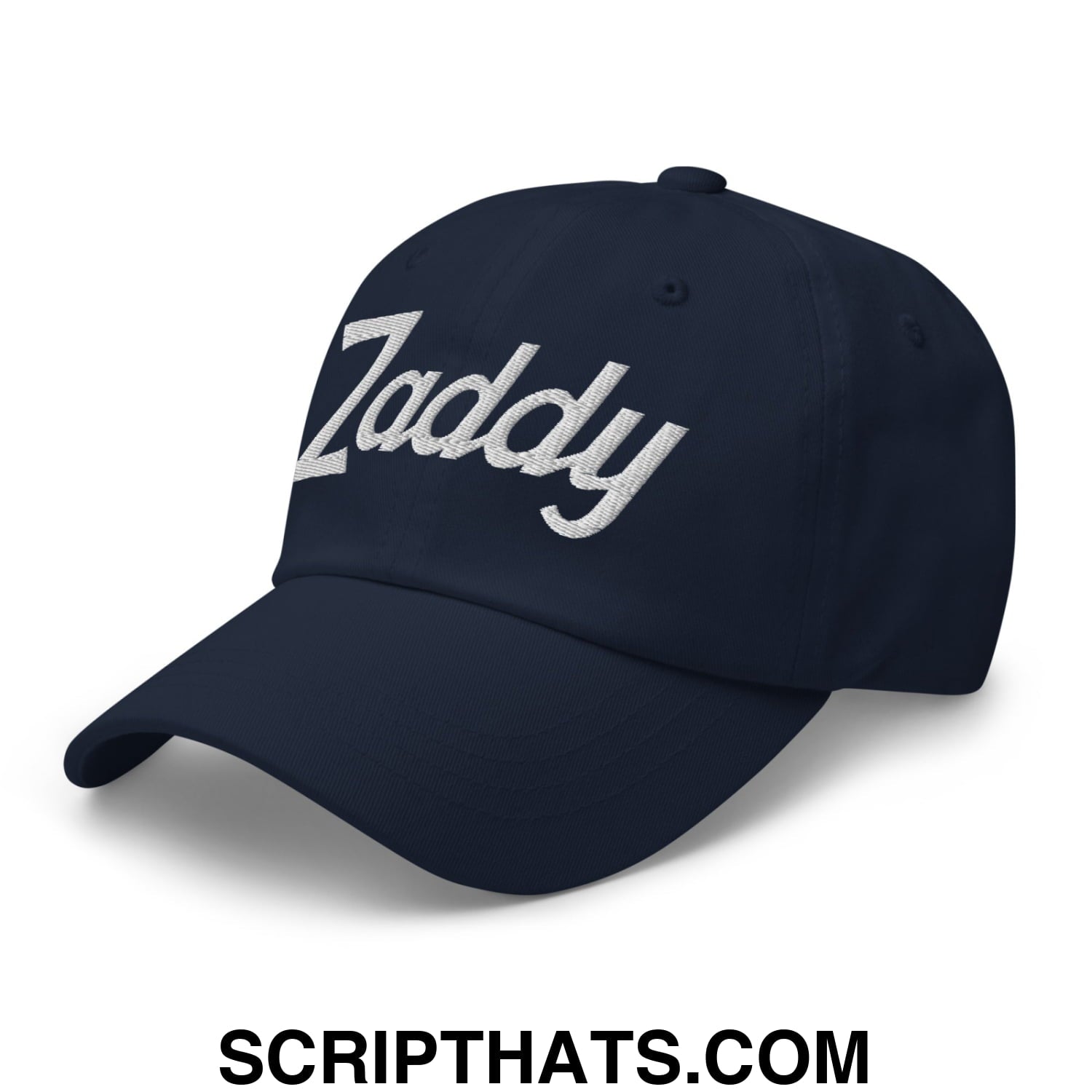 Zaddy Vintage Sports Script Embroidered Unstructured Dad Hat Navy