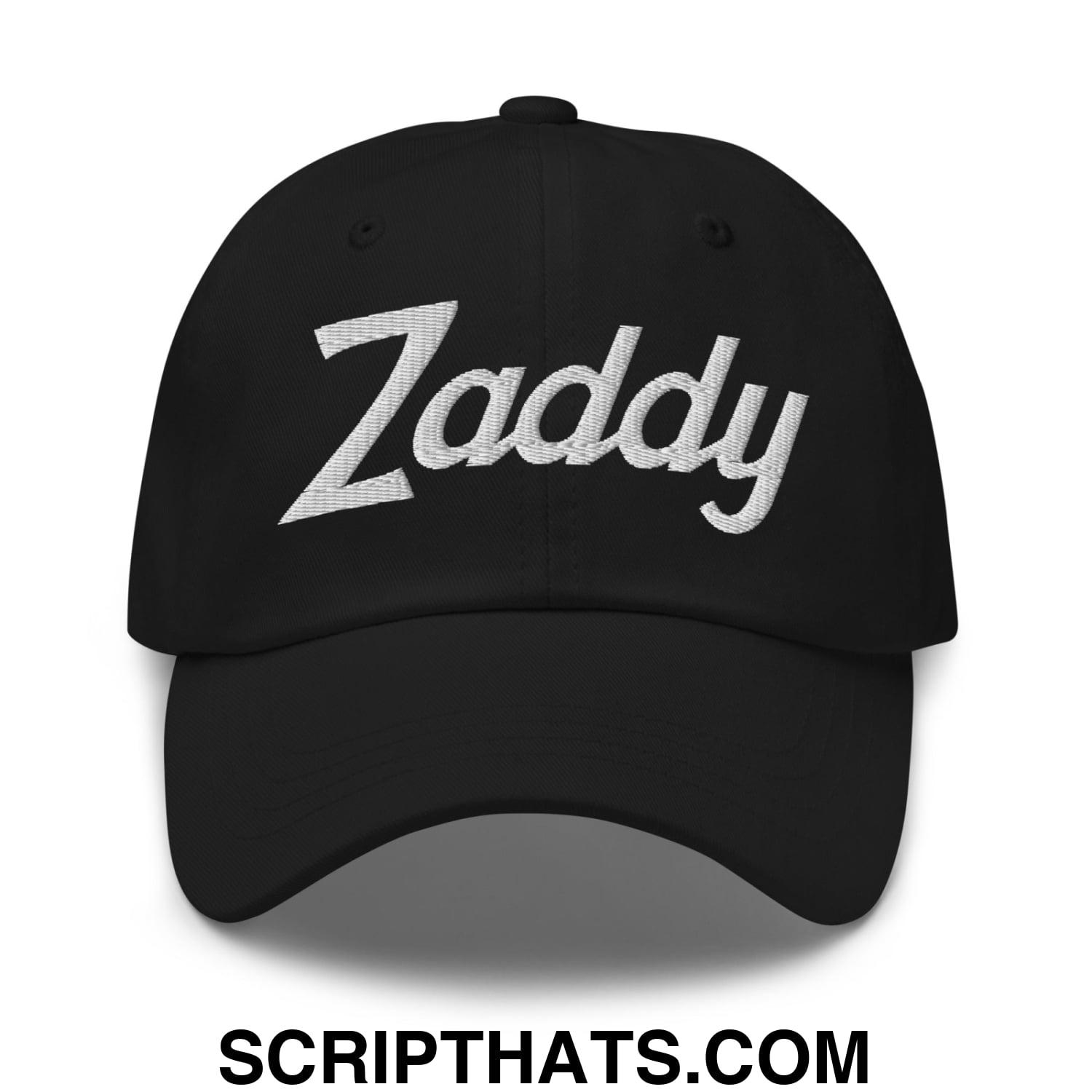 Zaddy Vintage Sports Script Embroidered Unstructured Dad Hat Black