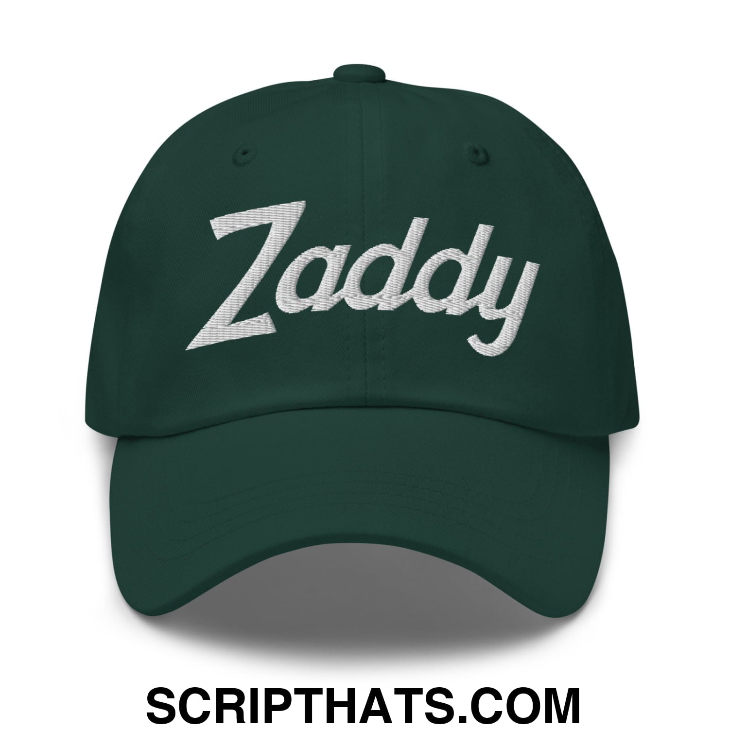 Zaddy Vintage Sports Script Embroidered Unstructured Dad Hat Spruce